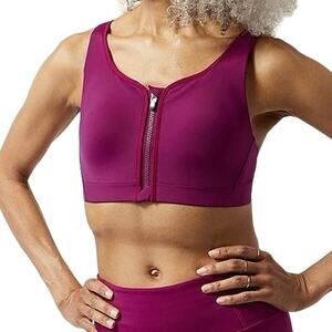 NWT Athleta Advance Zip Front High Impact Sport Bra In Fuschia Pink Size 32B